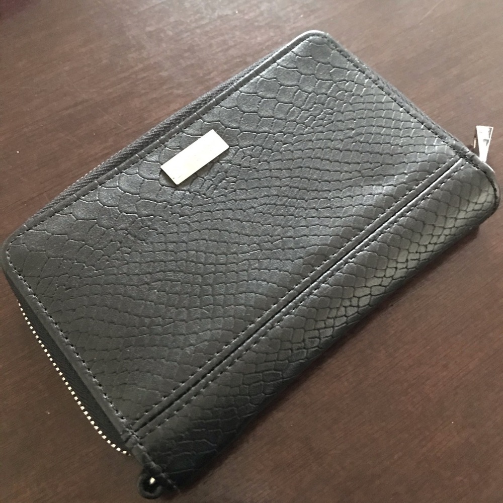 Jewell black wallet with silver tone hardware